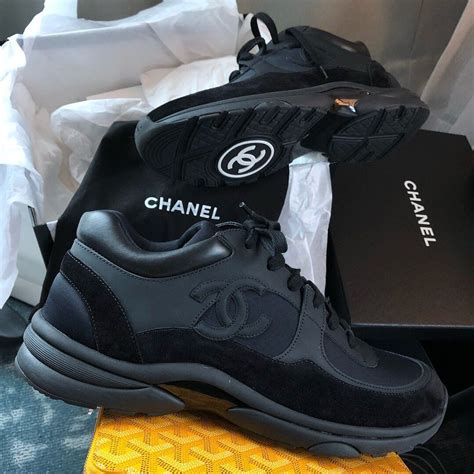 chanel sneakers triple black|black chanel high top sneakers.